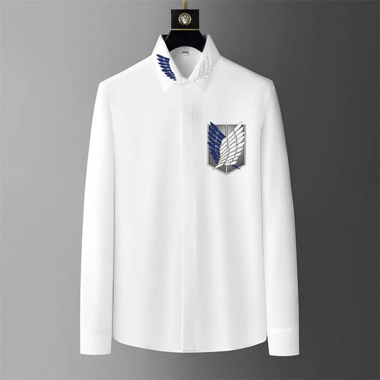 Luxury Design White Printed Cotton Shirt (FMC - A1)