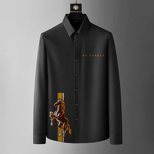 Luxury Design Black Printed Cotton Shirt (FMC - A13)
