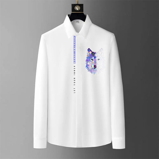 Luxury Design White Printed Cotton Shirt (FMC - A2)