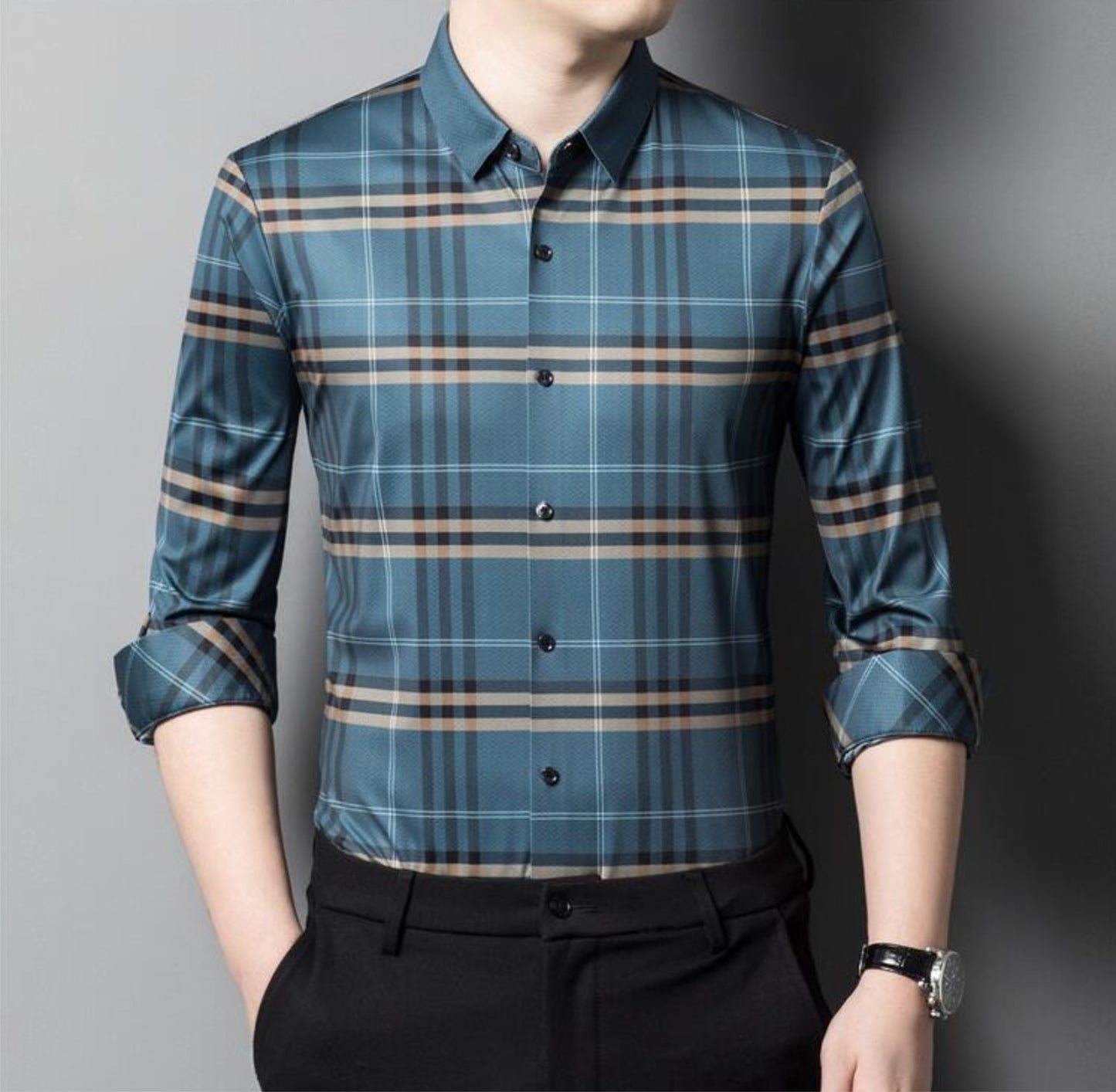 Azure Sky Full Sleeve Cotton Check Shirt (BLUEBOX)