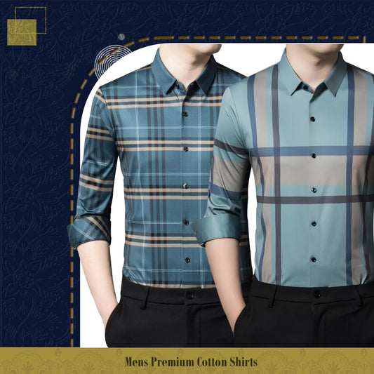 New Pack of 2 ( Men's Premium Cotton Shirts ) BLUEBOX+GC 2