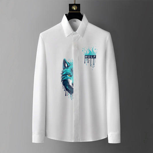 Luxury Design White Printed Cotton Shirt