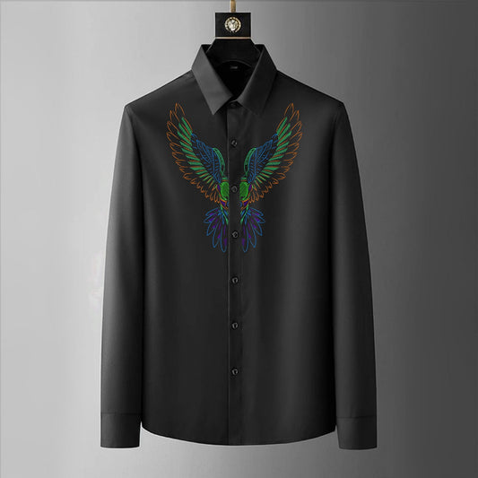 Luxury Design Black Printed Cotton Shirt