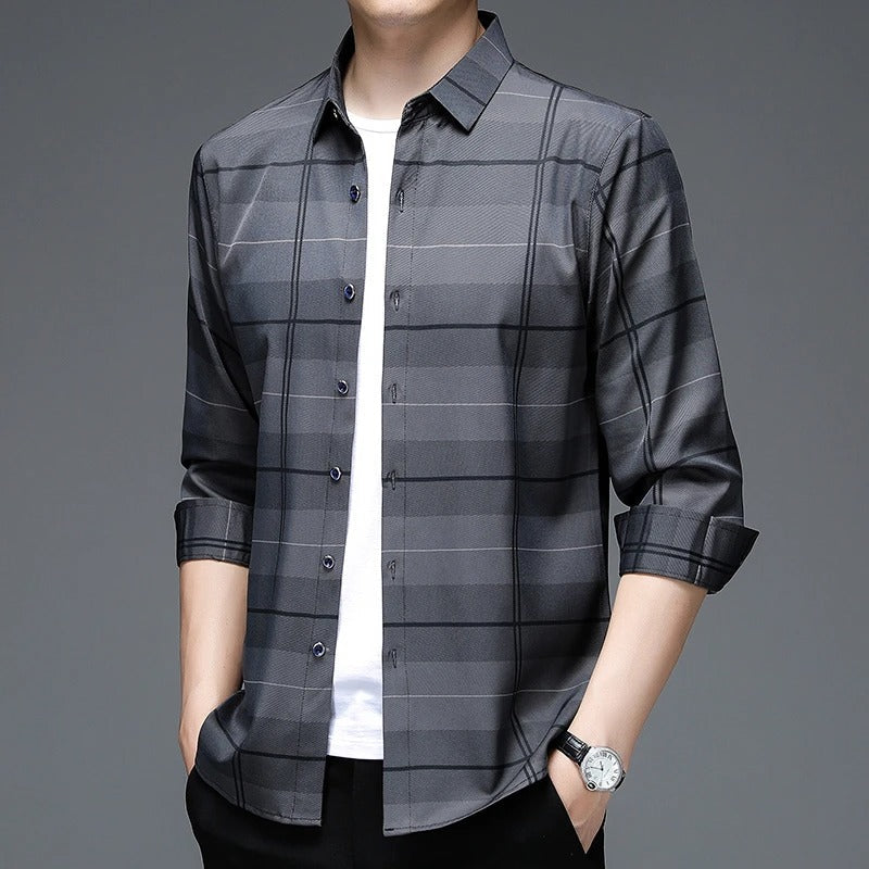 Urban Grey Full Sleeve Cotton Check Shirt (SILVER L)